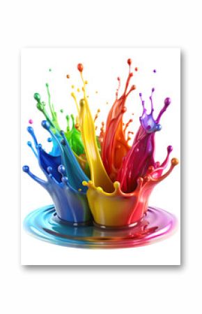 set of colorful paint 3d splash isolated on white background PNG. GENERATIVE AI