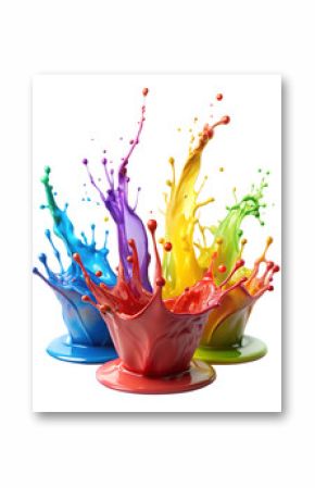 set of colorful paint 3d splash isolated on white background PNG. GENERATIVE AI