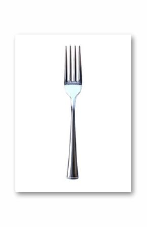 Shiny silver fork on elegant cutlery design 3d food tool metal style clean on transparent background