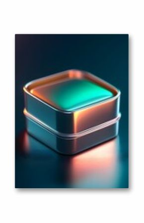 Silver Square Box with Teal and Orange Lighting