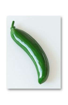 Glossy green legume, curved shape, isolated