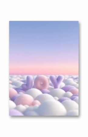 Pastel Fluffy Cloudscape with Joyful 3D Letters
