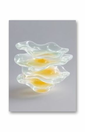 Layered Abstract Wax Sculpture with Yellow and Green Hues