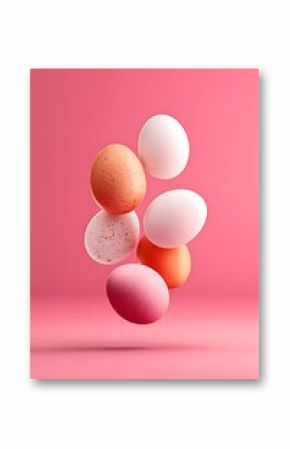 Easter eggs floating in pastel colors