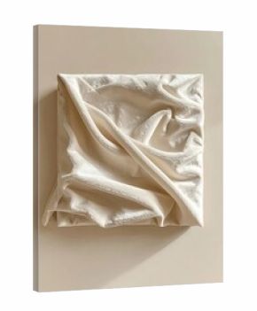 Cream Colored Fabric Sculpture with Draped Texture