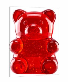 red gummy bear with glitter isolated on transparent background, png