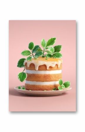 Layered cake with fresh greenery