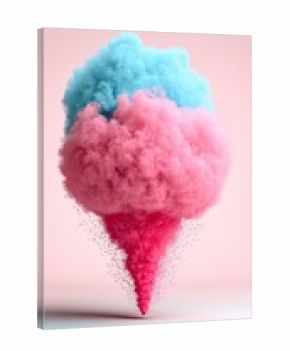 Pink and blue candy floss cloud on pastel background