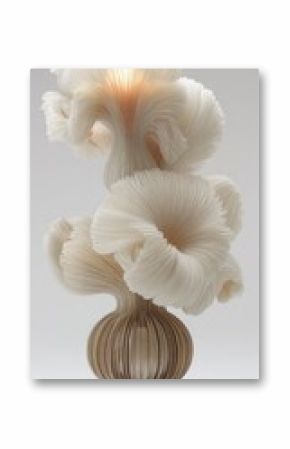 Cream-colored, sculpted lamp resembling fungi