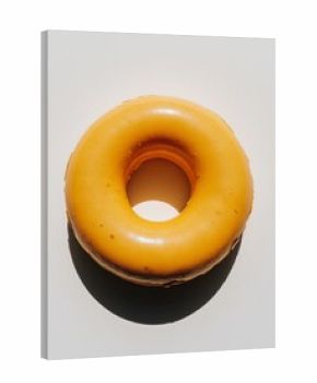 Glossy Yellow Glazed Donut Isolated on White Background, 3d render