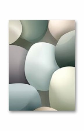 Abstract pattern of overlapping, smooth, rounded shapes in muted pastel colors, evoking a collection of stones or pebbles