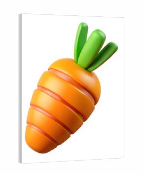 3d icon of a 3d rendered orange carrot with green leaves, isolated on transparent background