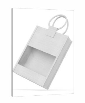 Reusable Canvas tote Cloth Shopping bag mockup of fabric with handle. Template of black and white cotton eco bag. 3d render illustration.