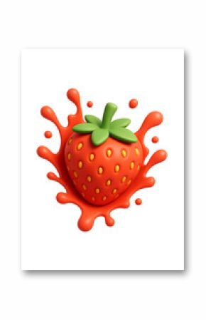 3d Fresh strawberry splash High quality Realistic image