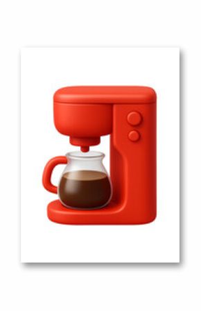 3d Red Coffee maker High quality Realistic image