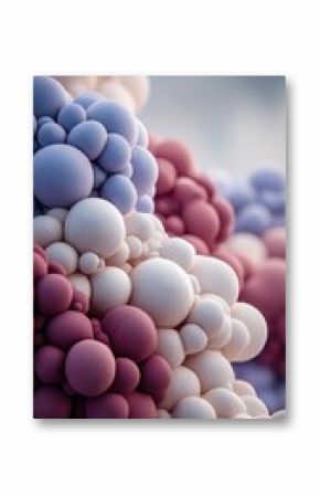 Close-up view of clustered, rounded forms in pastel colors