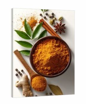 High-quality photo of india food chicken masala and curry ingredient in 3d png white using for presentation. Created using generative AI.