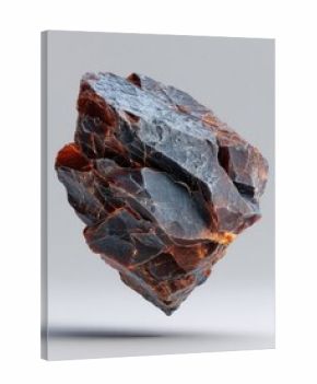Abstract, rocky, amber-grey form, 3D render