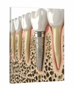 3d illustration of dental implantation process showcasing tooth with implant screw design
