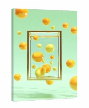 Floating spheres in a golden box