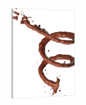 Realistic liquid chocolate splash isolated clipart, creamy richness, brown splashing jet with droplets mid-air 3d render