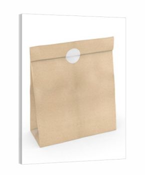 Blank Craft Paper Bag Packaging For coffee beans dry fruits and other food items. 3d illustration.