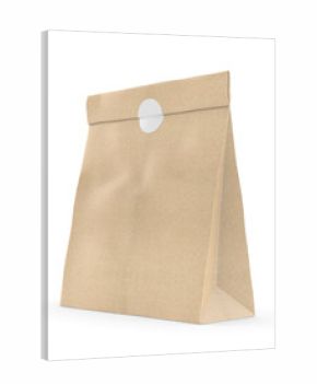 Blank Craft Paper Bag Packaging For coffee beans dry fruits and other food items. 3d illustration.