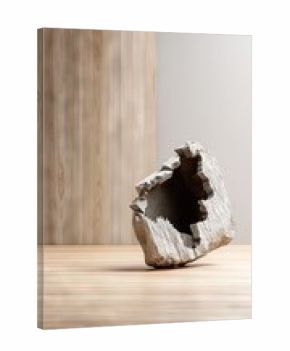 3d hole in wall showing t-rex head with brown background and wooden floor at a modern space