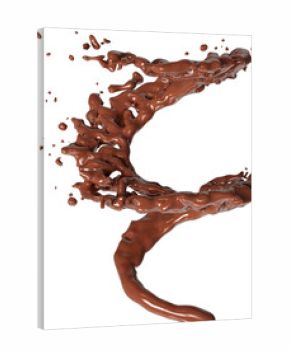 Realistic liquid chocolate splash isolated clipart, creamy richness, brown splashing jet with droplets mid-air 3d render