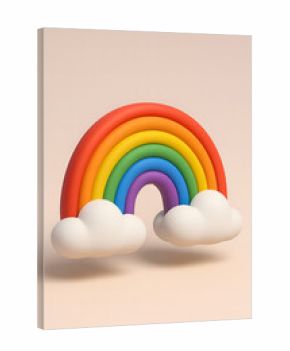 Cartoon rainbow with clouds minimalist 3d render sweet hope optimism