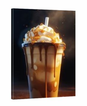 Delicious 3d coffee drink close up advertising style