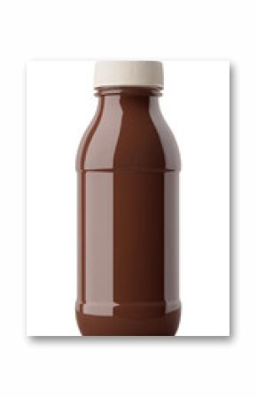 Realistic mockup of a chocolate milk bottle with a white cap, ideal for displaying branding or packaging designs