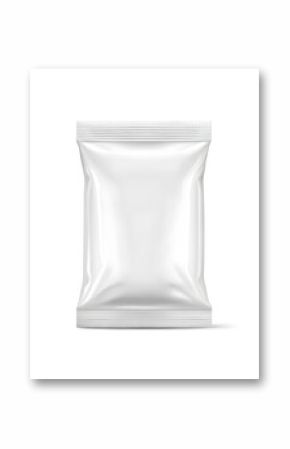 Blank silvar plastic bag. Food snack, chips packaging isolated on white beckground, use for template your design. rendering mockup template
