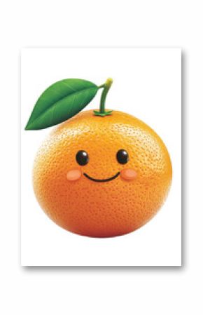 Isolated Cute Orange with Smiling Face and rosy Cheeks