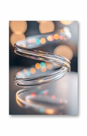 Silver Spiral Abstract with Bokeh Lights