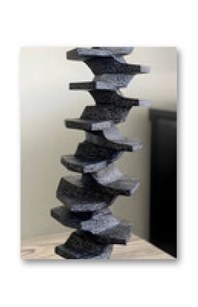 Black and White Abstract Stacked Sculpture on Table