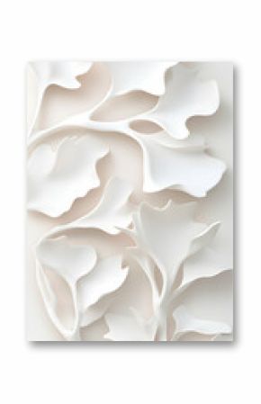White Floral Relief Pattern on Beige Background