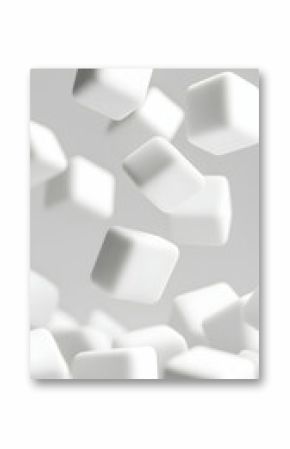 Floating White Cubes Abstract Minimalist Composition