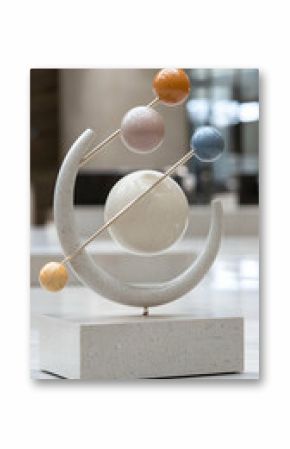 Abstract Pastel Sphere Sculpture on White Base
