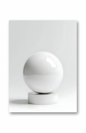 Glossy White Sphere on a White Stand