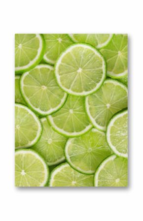 Green background with citrus-fruit of lime slices