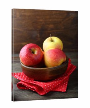 apples in a bowl on the table