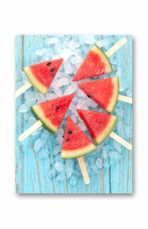 watermelon popsicle yummy fresh summer fruit dessert wood teak
