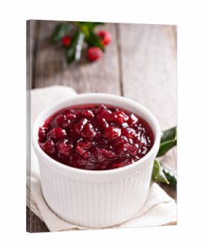 Cranberry sauce in ceramic ramekin