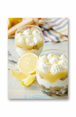 Lemon tiramisu in a glass