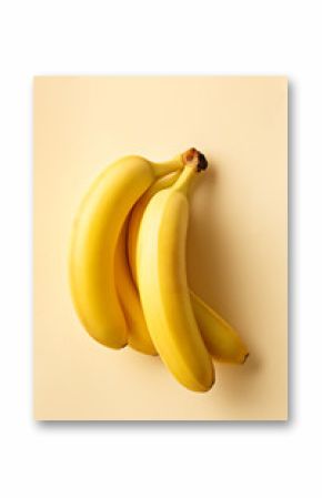 Bananas on a yellow background. Exotic fruit viewed from above. Top view.