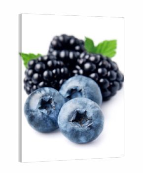 Ripe blackberries and blueberries.