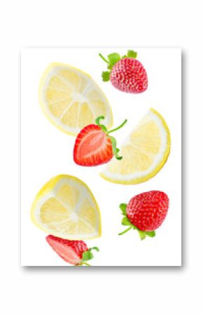 Flying Lemon slices with strawberry slices