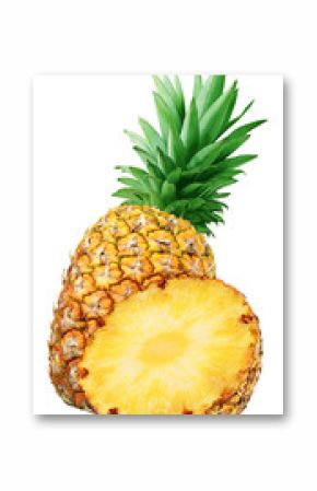 Fresh pineapple an a half isolated on white