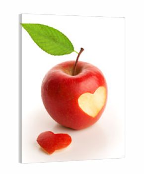 Red apple with cut heart
